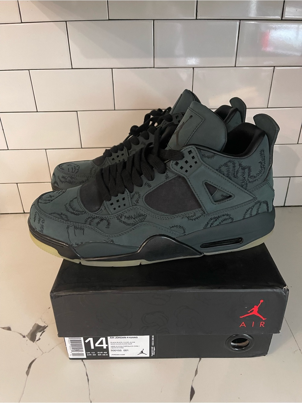 Men’s Retro 4 Green Kaw Size 14. - Picture 8 of 8